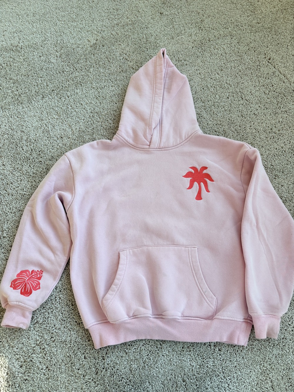 Pink Palm Puff Everything Comes in Waves Hoodie - Picture 1 of 6
